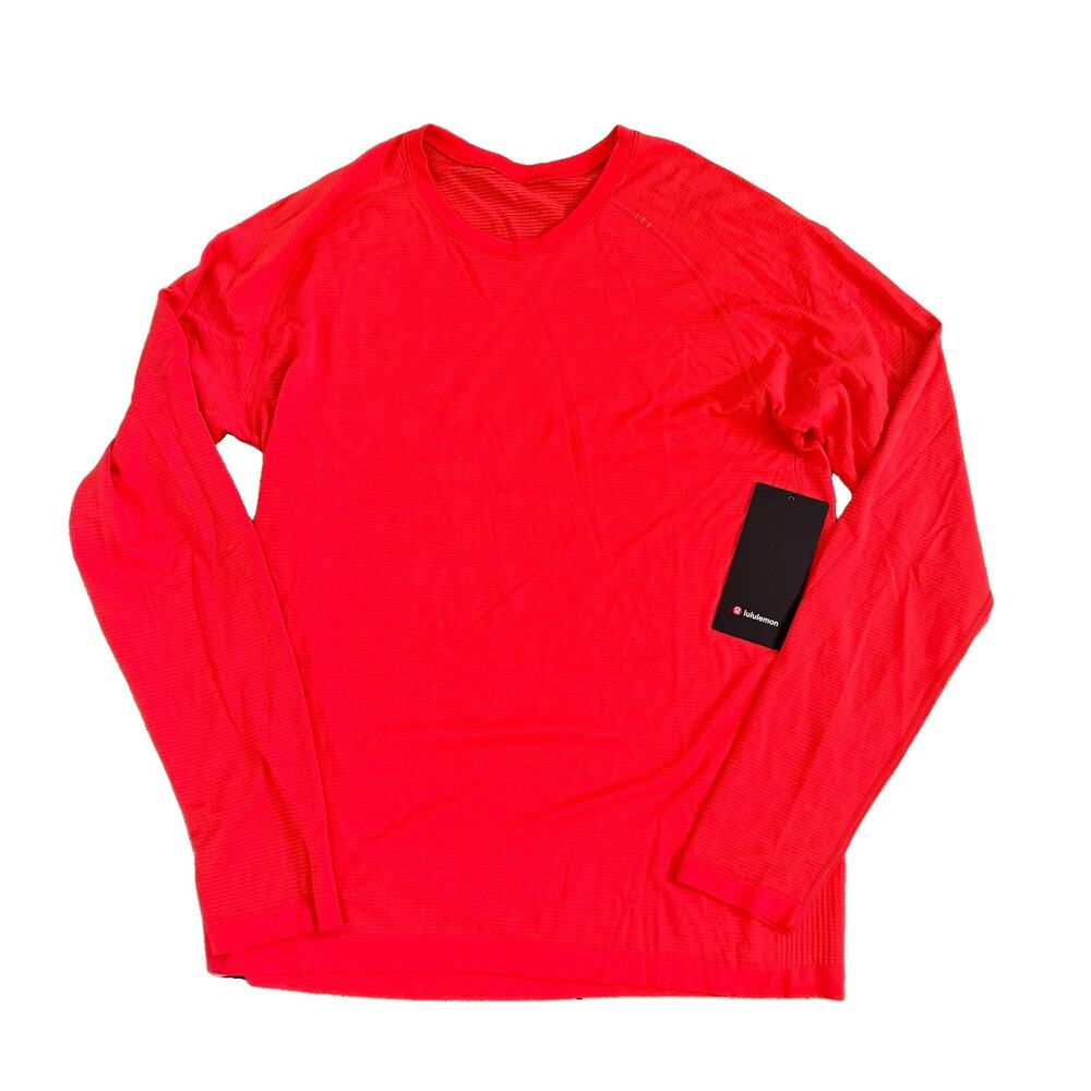 New Lululemon Men’s Metal Vent Tech 2.0 Shirt Long Sleeve Orange Size L NWT $88